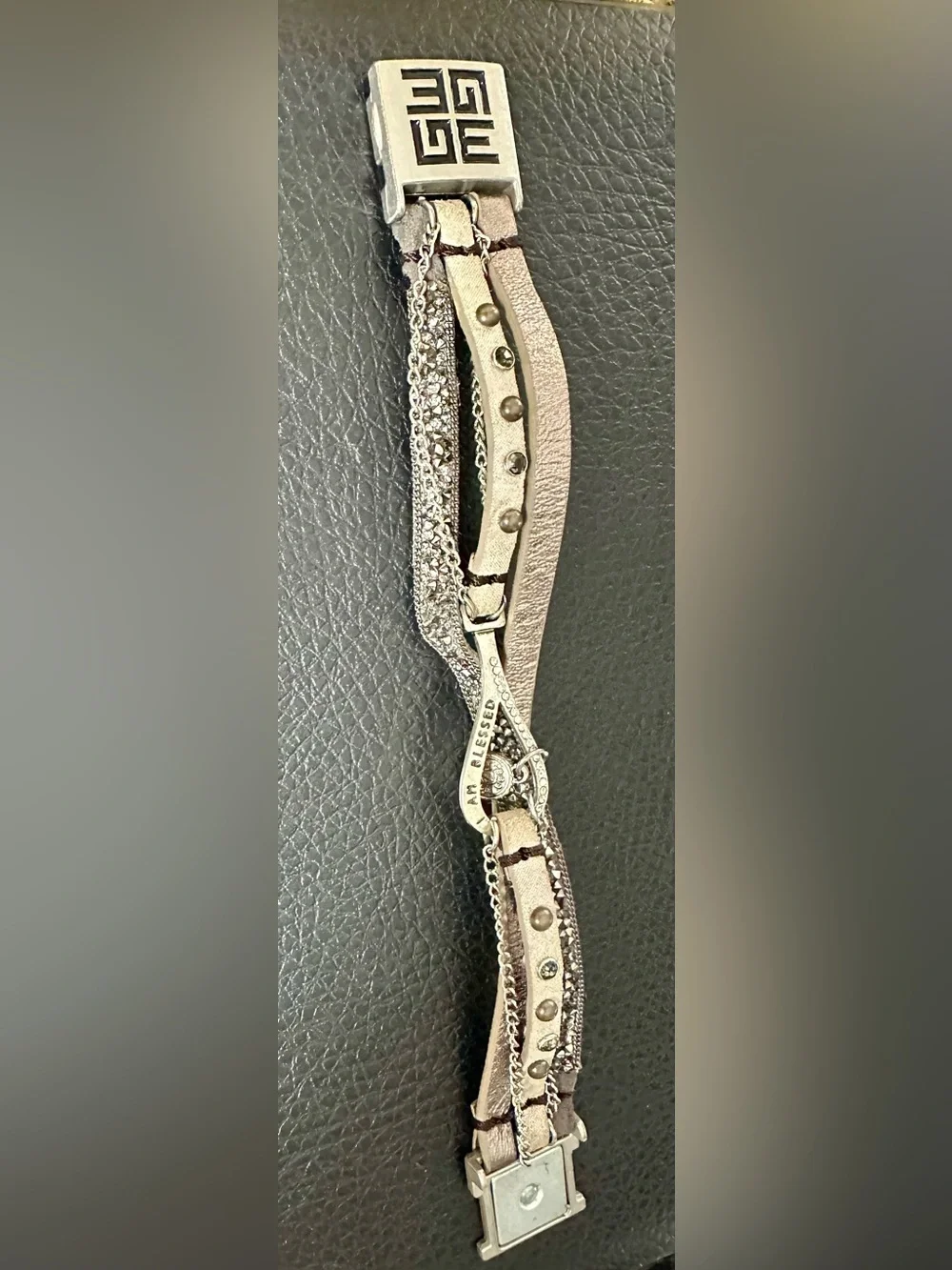 Silver Geometric Square Pendant Necklace for Men